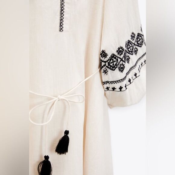 ZARA BOHO EMBROIDERED SHIRT DRESS - Picture 13 of 13